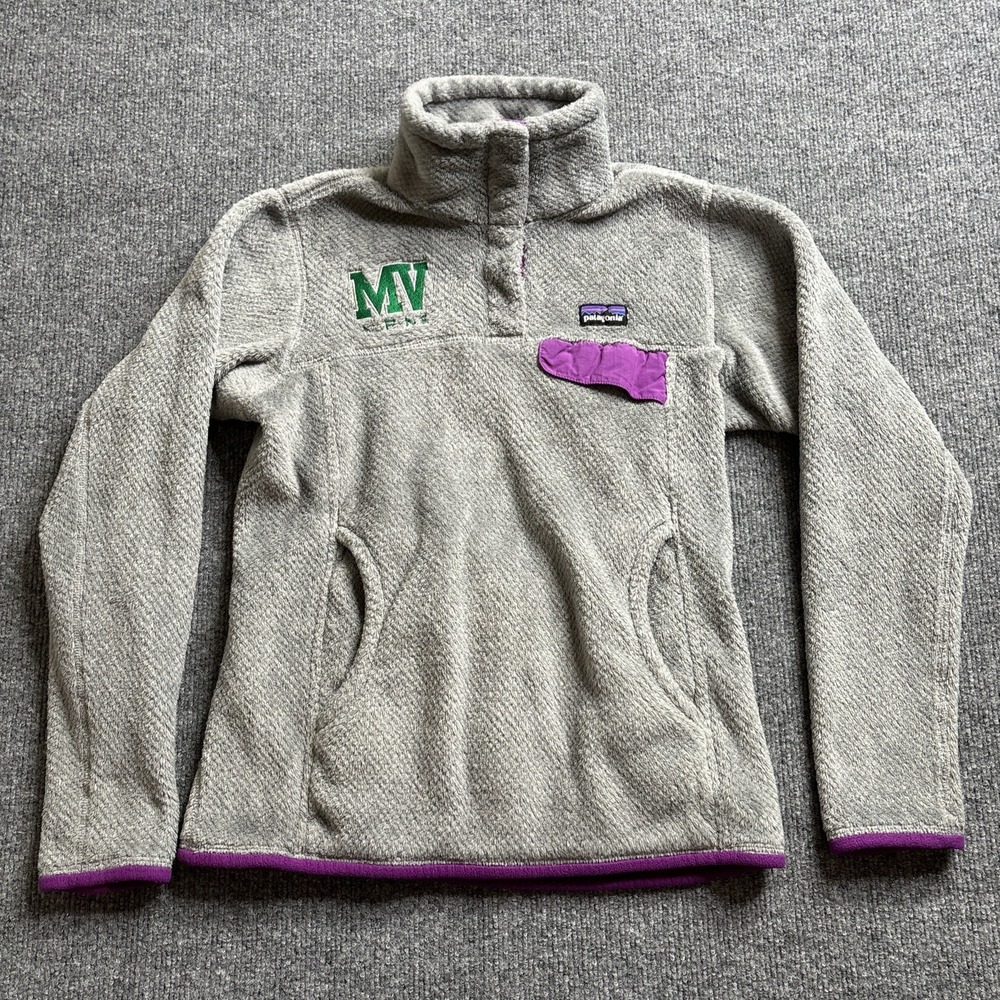 Patagonia Retool Snap T Women's Size XS Gray‎ Purple Fleece Pull Over